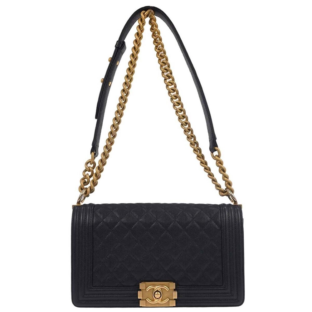 Chanel Boy Flap Quilted Caviar Old Medium